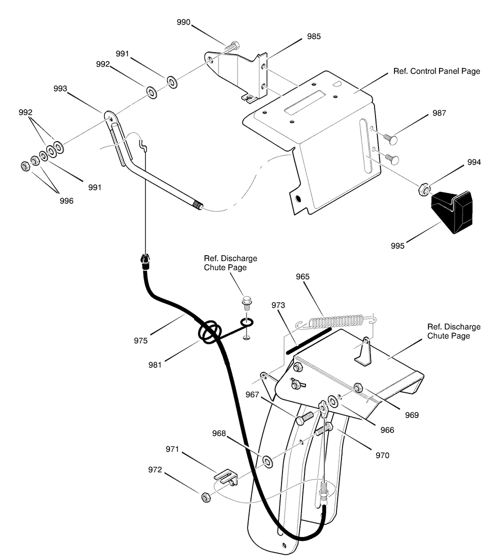 Remote Chute Control Diagram and Parts List for 633129X54B 2001 Briggs and Stratton Snow Blower